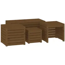 furnicato 4-tlg. Gartenbox-Set aus Holz, Braun, 101x46.5x50.5 cm