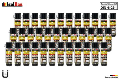 2K Bauschaum Montageschaum 36 x 400ml - Schnellschaum für vielseitige Anwendungen - Bauschaum, ideal für Innen- und Außenbereich, bietet starke Isolierung und Versiegelung. Temperaturbeständig von -40°C bis 90°C, perfekt für Wände, Decken und Böden.