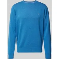 FYNCH-HATTON Feinstrickpullover mit Rundhalsausschnitt Azure/M - Eleganter Feinstrickpullover für Herren, ideal für jeden Anlass und aus hochwertiger Baumwolle für optimalen Tragekomfort.