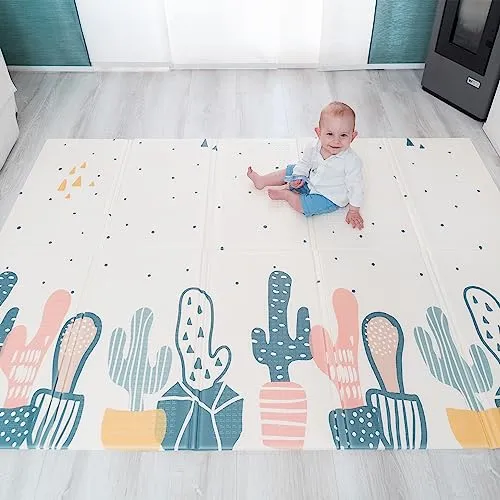 BB-COOL Babyteppich, Krabbelmatte Baby, Schadstofffrei, Wasserdicht, Reversibel, Faltbar, 197x147x1 cm
