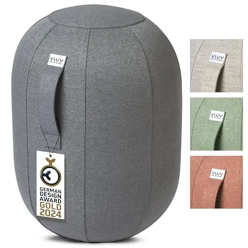 VLUV® KAPSUL SOVA Balance-Kapsel [Atmungsaktiv mit Tragegriff und Wegrollschutz] Waschbarer Stoffbezug | Ergonomischer Hocker | Schreibtischhocker | Wackelhocker | Sitzball Büro Ergonomisch