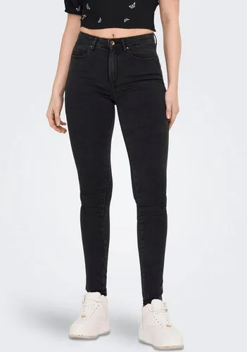 ONLY Skinny-fit-Jeans ONLROYAL HW SK CONSTR. BJBOX, Black Denim - Modische Skinny-fit-Jeans aus elastischem Denim für perfekten Tragekomfort. Hoch geschnitten mit Abriebeffekten, ideal für trendbewusste Frauen.