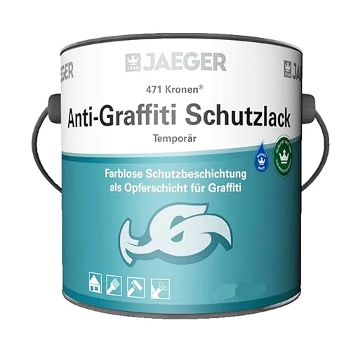 Jaeger Anti Graffiti Schutzlack temporär 471 - Spezialfarbe, schützt effektiv vor Wasser und Verschmutzungen, ist diffusionsoffen und überstreichbar für eine matte, atmungsaktive Oberfläche. Ergiebigkeit ca. 10-12 qm/Liter.