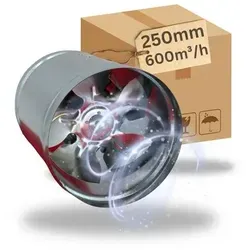 250mm Premium Industrie Axial Rohrlüfter Metall Abluftventilator Lüfter Zuluft Abluft Rohrventilator