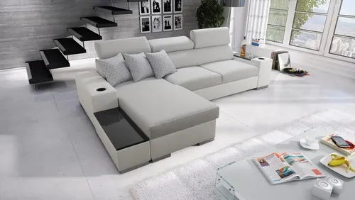 IM SOFA kleines Ecksofa L-Form mit Schlaffunktion PERS I Maxi – Moderne, kompakte Wohnlandschaft