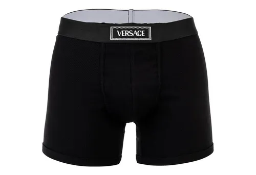 Versace Herren Boxershorts 1er Pack aus Baumwolle in Schwarz, Größe L - Elegante Versace Boxershorts in Schwarz, aus hochwertiger Baumwolle mit figurbetonter Passform. Ideal für den täglichen Komfort und stilvolle Unterwäsche.