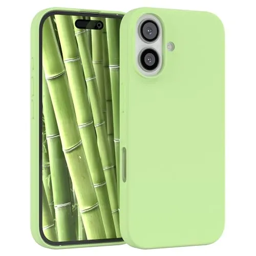 EAZY CASE Premium Silikon Handyhülle kompatibel mit iPhone 16 Slimcover mit Kameraschutz und Innenfutter, Silikonhülle, Schutzhülle, Bumper, Handy Case, Hülle, Softcase, Hellgrün