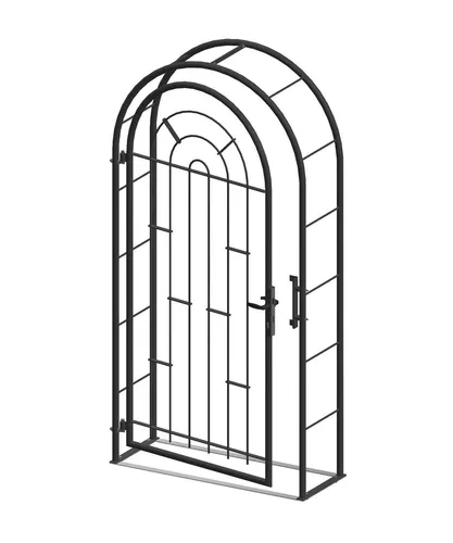 Rosenbogen inkl. Gartentor Pallas Anthrazit - Rosenbögen für zauberhafte Gärten, Komplett-Set mit hochwertigem Gartentor und Zubehör, ideal für romantische Eingänge.