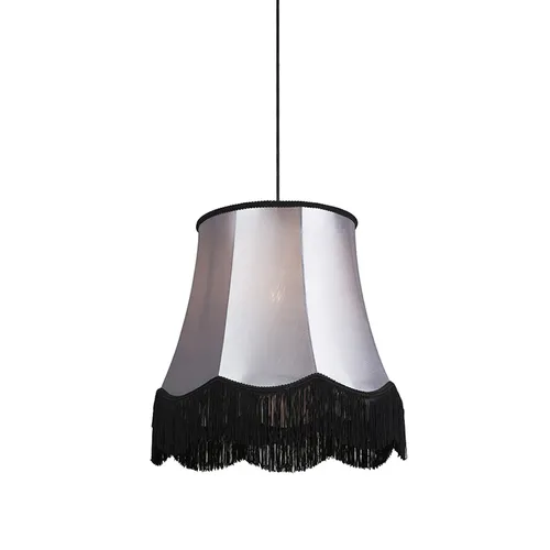 QAZQA Retro Hängelampe Schwarz mit Grau 45 cm - Granny - Stilvolle Deckenleuchte im Retro-Look, perfekt für jedes Interieur. Diese 45 cm große Hängelampe kombiniert nostalgisches Design mit modernem Charme und schafft eine einladende Atmosphäre.