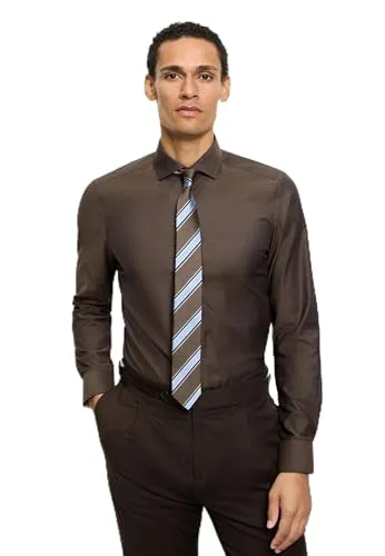 OLYMP Level 5 Herren Langarmhemd in Braun, Gr. 40 - Elegantes Langarmhemd von OLYMP für den Business-Alltag. Der luftige Webstoff sorgt für hohen Tragekomfort, während der Royal-Kentkragen und die 2-Knopf-Manschette einen stilvollen Look bieten.