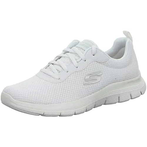Skechers Flex Appeal 4.0 Damen Sneaker - Weißes Mesh, Größe 41 - Leichte Damen Sneakers mit stoßdämpfender Flex-Lite Zwischensohle und atmungsaktivem Obermaterial aus Funktions-Mesh für optimalen Tragekomfort.