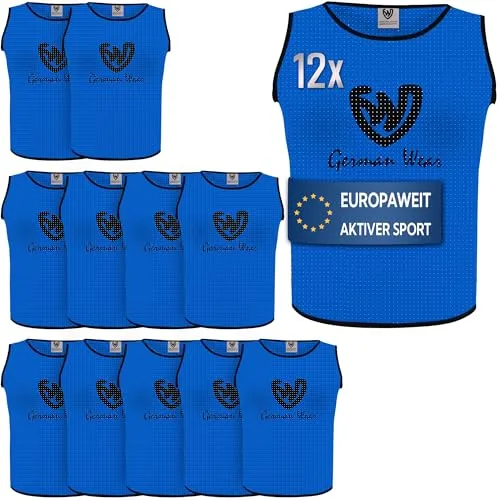 German Wear 12x Fußball Leibchen Trainingsleibchen Markierungshemd Fußballleibchen für Kinder Jugend und Erwachsene, Königsblau, Senior (L)