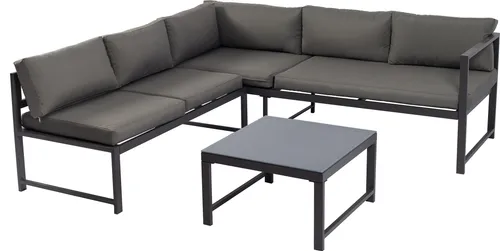 TPFGarden Gartenlounge-Set TAMWORTH - Moderne Gartenmöbel aus robustem Aluminium, inkl. Ecksofa mit Liegefunktion und Loungetisch mit grauer Glasplatte – ideal für entspannte Stunden im Freien.
