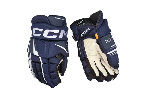 CCM Eishockeyhandschuhe TACKS XF PRO Junior 12 Zoll - Hochwertige Hockeyhandschuhe in 12 Zoll, navy/weiß, für optimalen Schutz und Bewegungsfreiheit auf dem Eis.