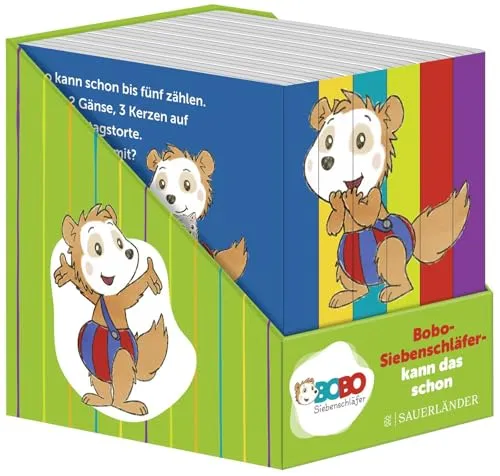 Bobo Siebenschläfer kann das schon (Würfel): Erstes Lernen: Farben, Zahlen, Jahreszeiten, Gegensätze, Draußen, Zuhause | Box mit 6 Mini-Büchern für ... (Pappbilderbuch Bücher-Würfel, Band 15)