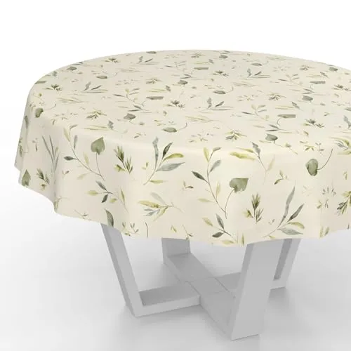 ANRO Wachstuchtischdecke Wachstischdecke Wachstuch Tischdecke abwaschbar Gartentischdecke Wasserabweisend Rund 140cm Schnittkante Canada Floral