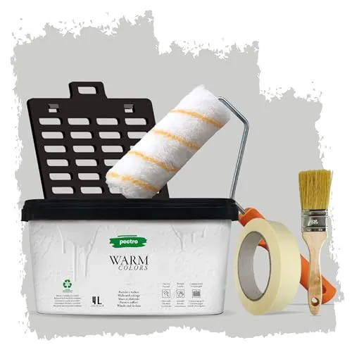PECTRO Wandfarbe Innenfarbe 4L – One Coat Set mit Rolle, Pinsel und mehr