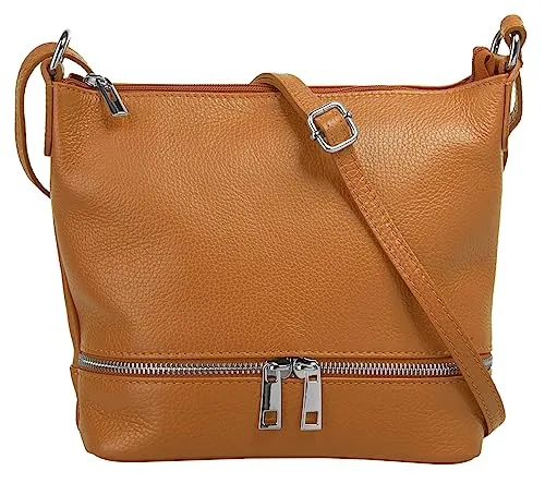 Cluty Umhängetasche aus echtem Leder Damen | Made in Italy - Damen-Schultertasche mit verstellbarem Schultergurt und zahlreichen Reißverschlussfächern für sicheren Transport und optimale Organisation. Ideal für den Alltag.