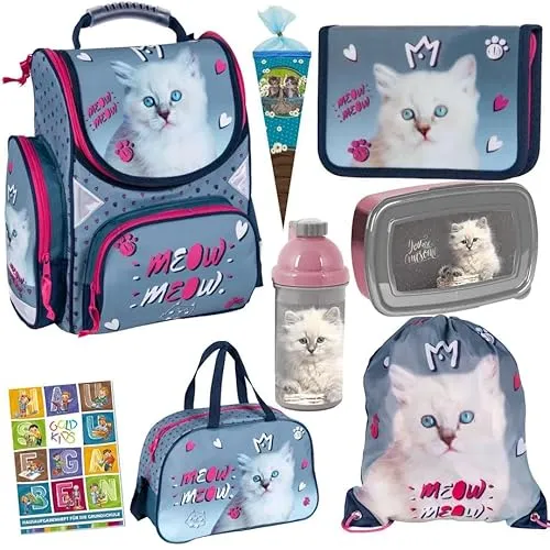 Goldkids Schulranzen Katze 8-teiliges Set