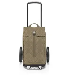reisenthel Citycruiser Rhombus Olive - Praktische Einkaufstasche, vielseitig als Trolley nutzbar, geräumiges Hauptfach und umweltfreundliches Material aus recycelten PET-Flaschen