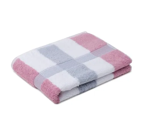 liebling Duschtuch, 100% hochwertige Baumwolle, Serie Miami, 70 x 140 cm, waschbar & trocknergeeignet, Farbe: Altrosa/weiß/Silber