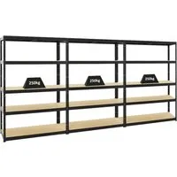 PROREGAL® Schwerlastregal MegaDeal - 3x Big Elephant S, 180x120x45cm, Schwarz - Schwerlastregale im Spar-Set mit 250 kg Traglast pro Ebene, ideal für Werkstätten und Garagen. Einfache Steckmontage ohne Werkzeug für schnellen Aufbau.