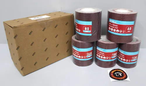 SHALL Schleifpapierrollen-Set 5 Rollen, 9,3 cm x 5 m, Körnung 60/80/120/180/240