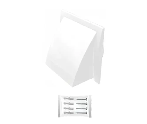 H&C VENT Lüftungsgitter eckig mit Rückstauklappe - Kunststoff Wetterschutzgitter zur Dunstabzug Abdeckung außen - Belüftungsgitter - Ablufthaube Lüftung (Weiß, 150 x 150 mm I Ø 100 mm)