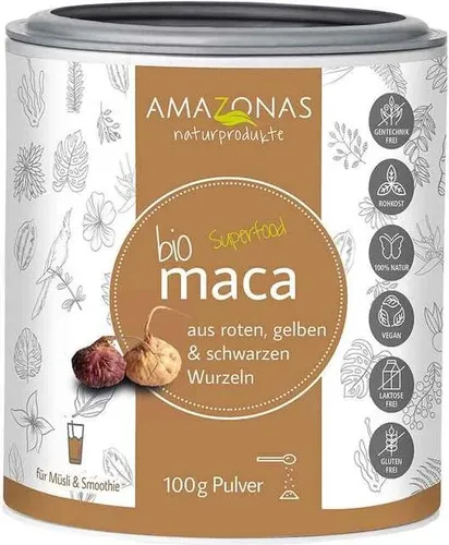 MACA 100% pur Bio Pulver 100 g von AMAZONAS Naturprodukte Handels