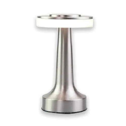 Luxus - Tischlampe Touch - Beau - Silber - H21 x Ø9 - Terrassenlampe - Schreibtischlampe - LED - Wiederaufladbar - Dimmbar - Kabellos - Tischlampe für innen und außen