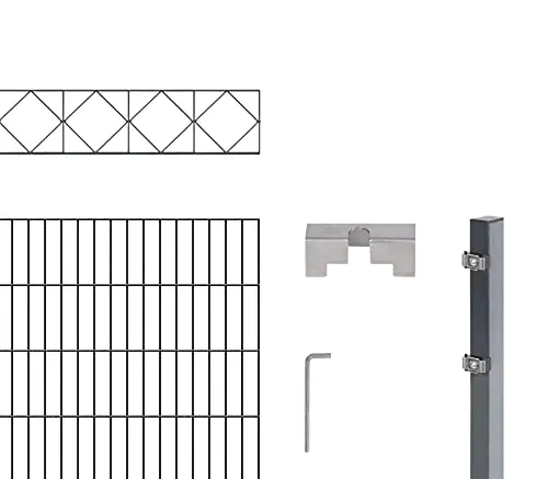 Doppelstabmatten-Set ALBERTS Bergen 200 x 160 cm - Gartenzäune aus robustem Metall in eleganten Anthrazit, ideal für sichere und stilvolle Grundstücksgrenzen.