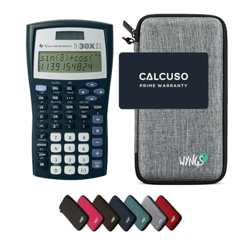 Texas Instruments TI-30XIIS Taschenrechner mit WYNGS Schutztasche - Taschenrechner mit intuitivem Design für schnelle Einarbeitung, inklusive robuster Schutztasche für optimalen Schutz und sichere Aufbewahrung.
