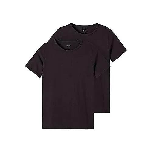 NAME IT Jungen nkmt-shirt slim 2p noos T Shirt, Schwarz, 122-128 EU