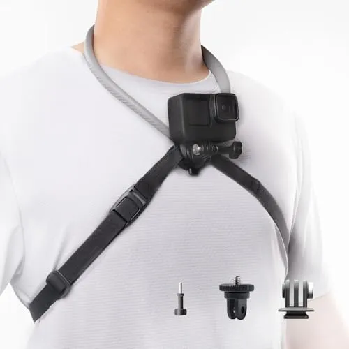 PGYTECH CapLock POV Nackenhalterung, Actioncam Brustgurt Video Halter | Freihändige Halskette mit Verstellbarem Brustgurt, Kompatibel mit GoPro/DJI/Insta360, Schnellverschluss-System