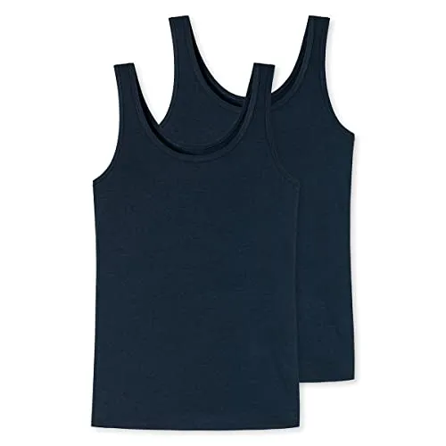 Uncover by Schiesser Damen Trägertop 2er Pack - L Dunkelblau - Unterhemden für Damen, hochwertig verarbeitet und aus elastischem Single-Jersey für ein bequemes Tragegefühl.