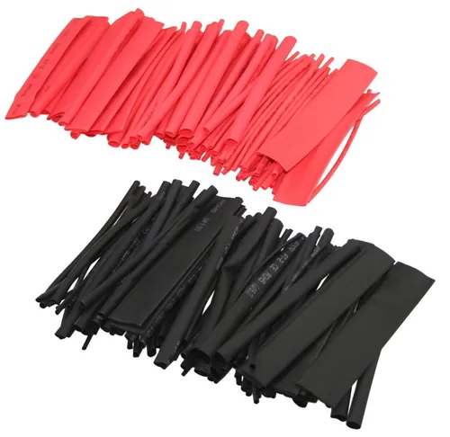 ChiliTec Wärmeschrumpfschlauch 200 teiliges Schrumpfschlauch Set 2:1 schwarz rot Sortiment lose