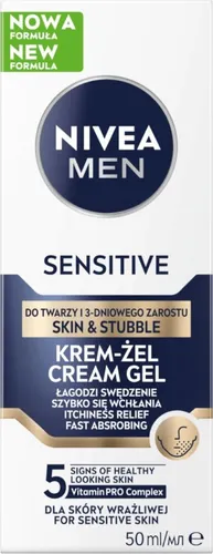 Nivea Men Sensitive krem-żel do twarzy i 3-dniowego zarostu, 50 ml