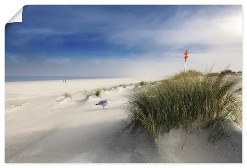 ARTLAND Wanddeko Poster & Kunstdrucke Wandposter 90x60 cm maritime deko aesthetic Meer Strand Düne Gräßer Nordsee U5QU