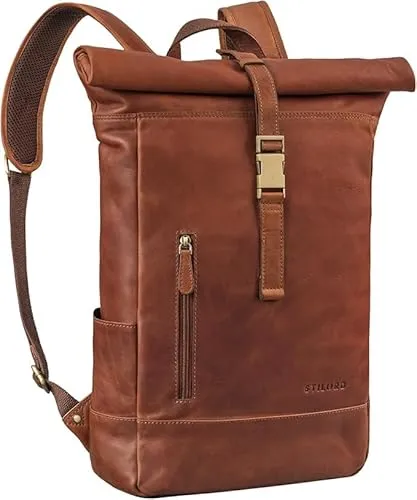 STILORD 'Harriet' Vintage Rolltop Rucksack - Vintage Rucksack aus hochwertigem Echtleder mit Rolltop-Design, ideal für Laptops bis 17 Zoll und perfekt für stilbewusste Abenteurer.