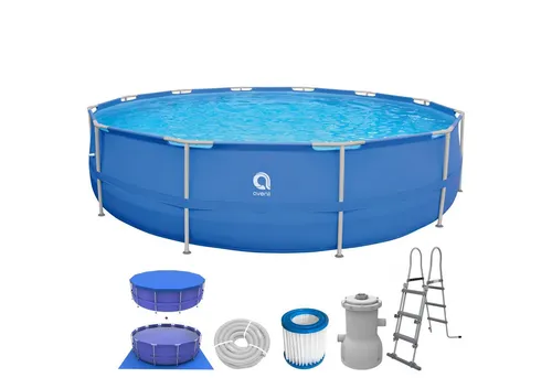 Avenli Frame Round Pool 450 x 90 cm - Runder Aufstellpool Komplettset mit 12157 Liter Fassungsvermögen, reißfester Folie und einfacher Montage – ideal für entspannte Sommertage im Garten.