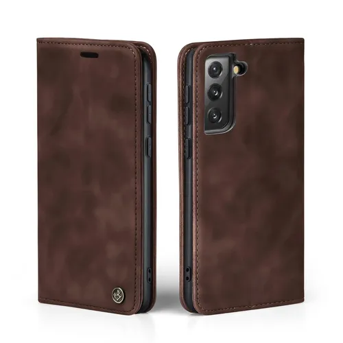 Handy Hülle für Samsung Galaxy S22+ Klapp Magnet Smartphone Cover Case Braun