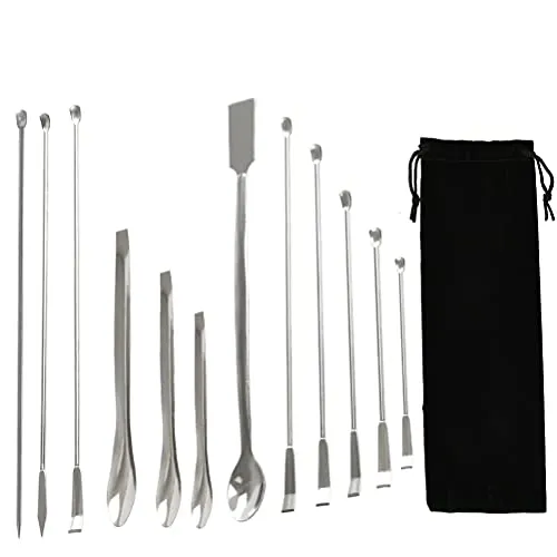 FOROREH 12 Stück Labor Spatel Edelstahl Laborlöffel Mikrolöffel Medizinlöffel Mikrospatel Laborlöffeln Spatel Mikro- Labor Scoop Probenahme Spatel Laborlöffeln