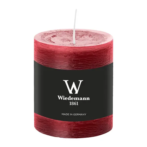 Stumpenkerze aus Paraffin, Bordeaux, Marble Rustik, Wiedemann, 80/68 mm, Brennda
