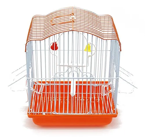 BPS Vogelkäfig aus Metall, mit Futterspender, Tränke, Seil und Sitzstange, zufällige Farbe, 22,5 x 17 x 28 cm, BPS-1209