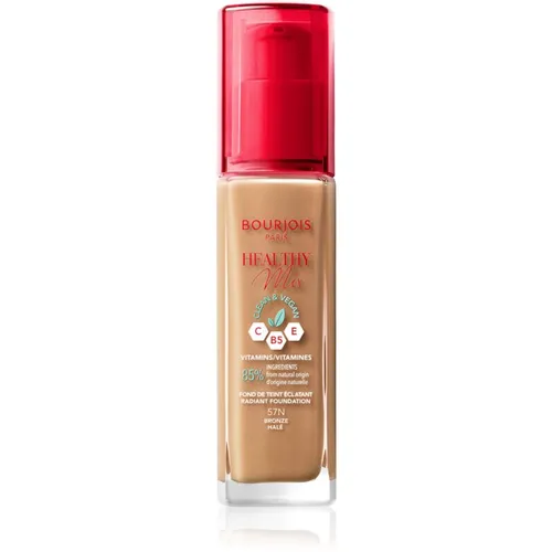 Bourjois Healthy Mix aufhellendes, feuchtigkeitsspendendes Make-up 24 Std. Farbton 57N Bronze 30 ml