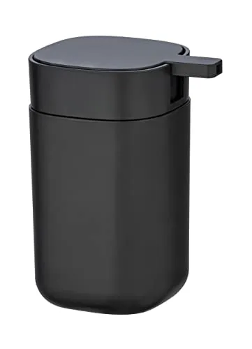 WENKO Seifenspender Davos, matt 24832100 - Schwarz - Seifenspender im urbanen Clean-Chic Design, ideal für Badezimmer und Küche. Bietet sicheren Stand und stilvolle Aufbewahrung für Handwaschseife.