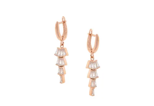 Golders Paar Ohrhänger aus vergoldetem 925 Silber mit Glaskristallen (2-tlg), 925 Sterling Silber Silberschmuck für Damen