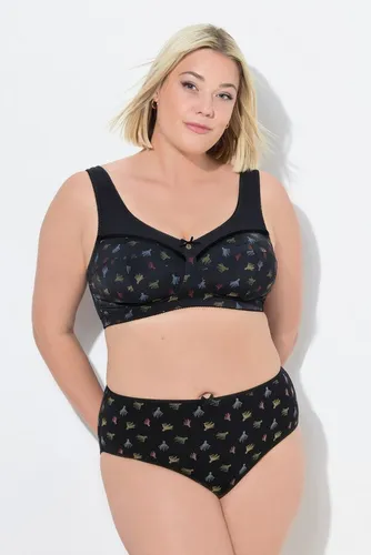 Ulla Popken Damen große Größen Übergrößen Plus Size Entlastungs-BH, Mustermix, ohne Bügel schwarz 100D 840942100-100D - Bequemer Entlastungs-BH ohne Bügel für große Größen. Der modische Mustermix und die breiten, verstellbaren Träger bieten optimalen Halt und hohen Tragekomfort im Alltag. Ideal für jeden Anlass!','category':'Büstenhalter