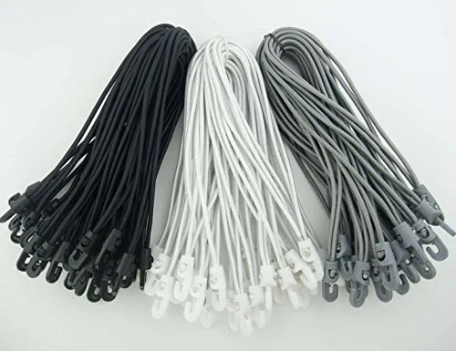 Stück Spannfix Planenspanner 25 cm, Ø 4 mm in Schwarz Weiss & Grau - Spanngummi Expander mit Haken (30 Stück, Schwarz Grau Weiss) 30