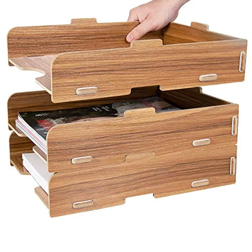 Tonsmile 3 Stück Briefkorb, Briefablage, Ablagefächer Stapelbar, Stapelbares Ablagefach als Schreibtisch-Organizer, Stapelbares Dokumentenablage, Ablagefächer, Briefablage A4